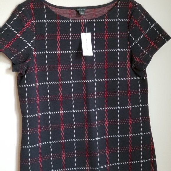 Ann Taylor Set short Sleeve Top and Skirt, black Plaid, Medium NWT - Picture 7 of 12